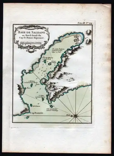 - Saldanha Bay South Africa Südafrika Bellin handcolored antique map