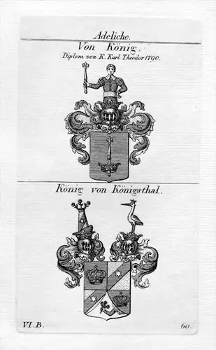 Von König / König von Königsthal / Bayern - Wappen coat of arms Heraldik heraldry Kupferstich