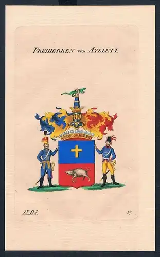 Freiherren von Ayllett Wappen Kupferstich Genealogie Heraldik coat of arms