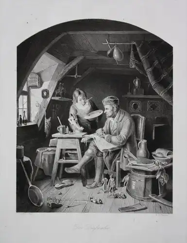 Dorfmaler Maler Künstler Malerstube Atelier Malerei engraving