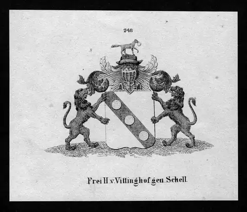 von Vittinghof gen. Schell Wappen Adel coat of arms heraldry Lithographie