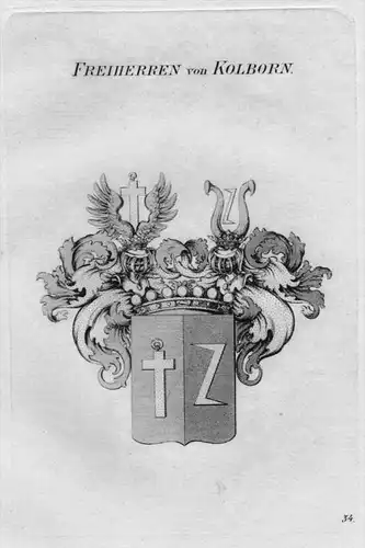 Kolborn Wappen Adel coat of arms heraldry Heraldik crest Kupferstich