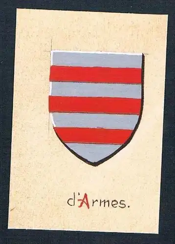 19. / 20. Jh. - d'Armes Blason Aquarelle Wappen coat of arms Heraldik