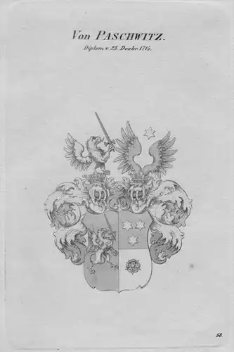 Paschwitz Wappen Adel coat of arms heraldry Heraldik crest Kupferstich