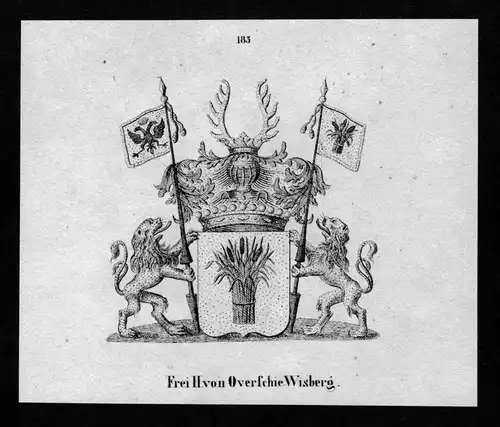 Overschie-Wisberg Wappen Adel coat of arms heraldry Heraldik Lithographie