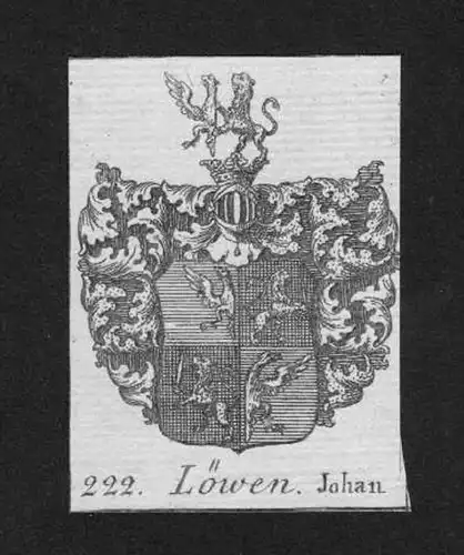 Löwen Johan Wappen vapen coat of arms Genealogie Heraldik Kupferstich