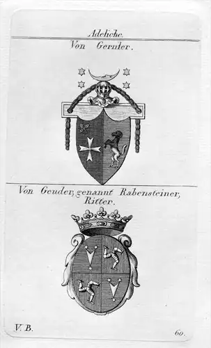 Gernler / Geuder - Wappen Adel coat of arms heraldry Heraldik Kupferstich
