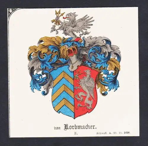 . von Korbmacher Wappen Heraldik coat of arms heraldry Litho