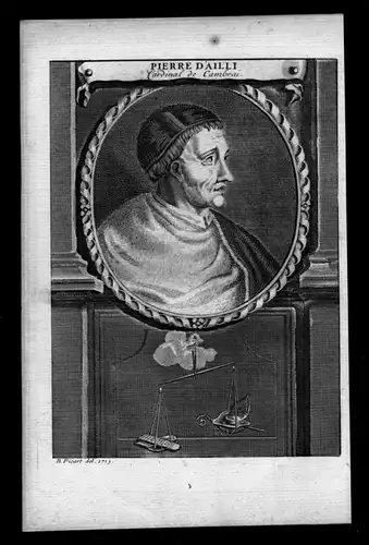 Pierre Ailly Theologe Kardinal Frankreich France Kupferstich Portrait