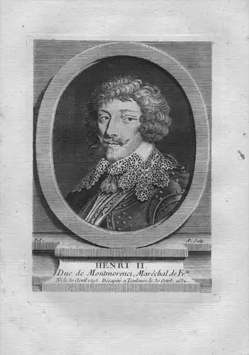 Henri II de Montmorency Herzog Admiral Frankreich Kuperstich Portrait