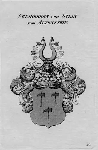Stein Altenstein Wappen Adel coat of arms heraldry Heraldik Kupferstich