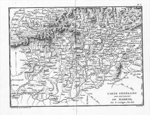 Madrid Espana map carta Original Kupferstich