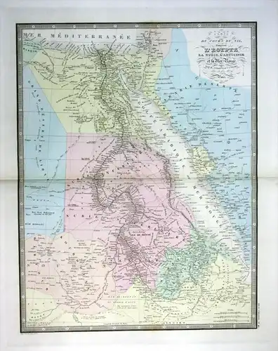 Carte du cours du Nil comprenant l'Egypie - Egypt Ägypten Red Sea Karte map