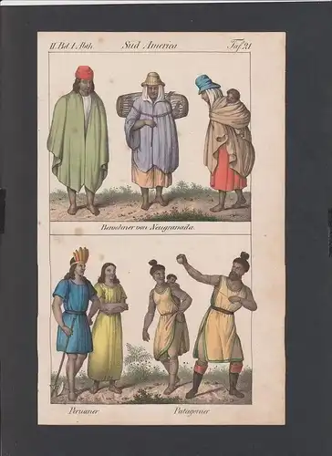 Südamerika Neugranada Peru Trachten costumes Lithographie lithograph