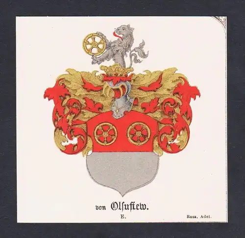 . von Olsufiew Wappen Heraldik coat of arms heraldry Chromo Lithographie