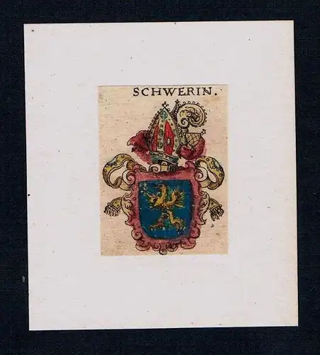 . Schwerin Wappen coat of arms heraldry Heraldik Kupferstich