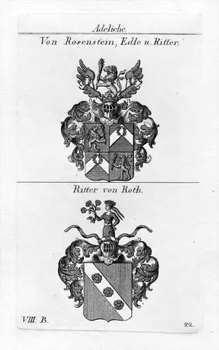 Rosenstein / Roth - Wappen Adel coat of arms heraldry Heraldik Kupferstich