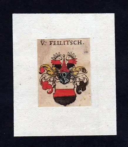 h. von Feilitsch Wappen coat of arms heralrdy Heraldik Kupferstich