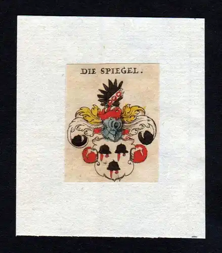 17. Jh Spiegel Wappen coat of arms heraldry Heraldik Kupferstich