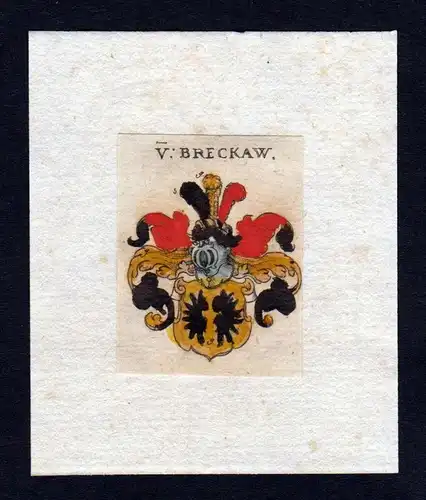 17. Jh Breckaw Wappen coat of arms heraldry Heraldik Kupferstich