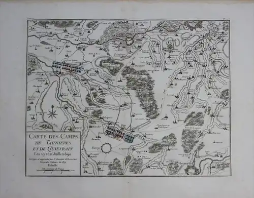 Mons Saint Ghislain Bavay Maubeuge Quievrain map Karte Kupferstich gravure