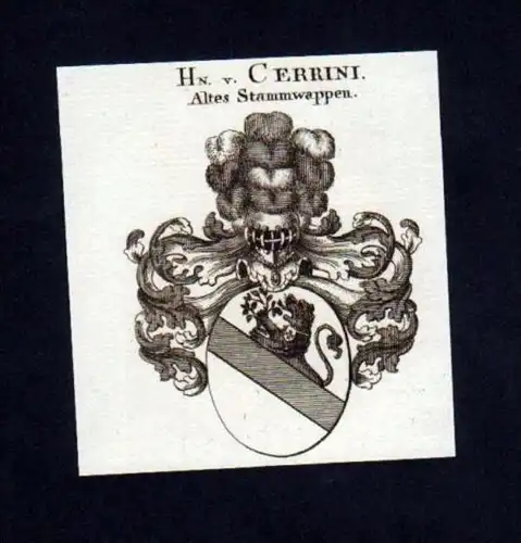 Herren v. Cerrini Heraldik Kupferstich Wappen