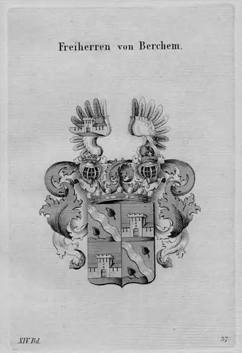 Berchem Wappen Adel coat of arms heraldry Haraldik Kupferstich