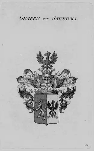 Sauerma Wappen Adel coat of arms heraldry Heraldik crest Kupferstich