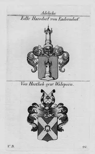 Harsdorf Enderndorf Hartlieb Wappen Adel coat of arms heraldry Kupferstich