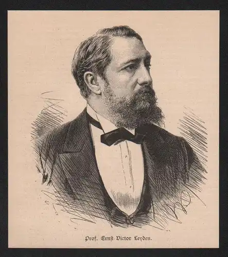 Ernst Viktor von Leyden Internist Lehrer wood engraving Holzstich Portrait