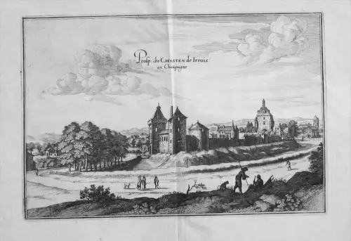 Chateau Irrois Iroye Yrouerre     gravure   map