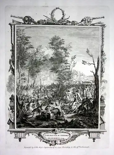 Taisnieres sur Hon Malplaquet bataille battle gravure Kupferstich map