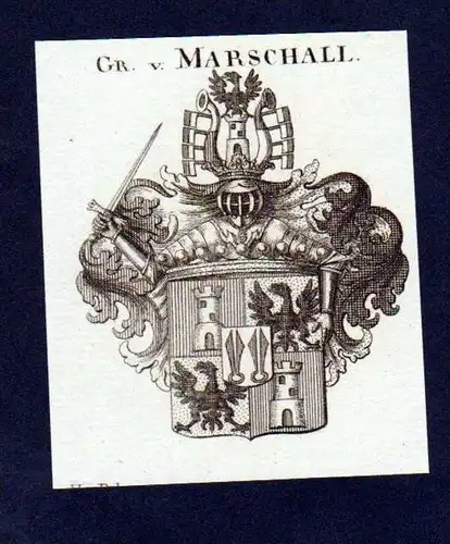 Grafen von Marschall Kupferstich Wappen coat of arms Heraldik