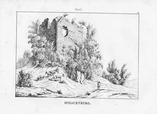 Ruine Neu Schauenburg Kanton Basel Landschaft Schweiz Lithographie Suisse