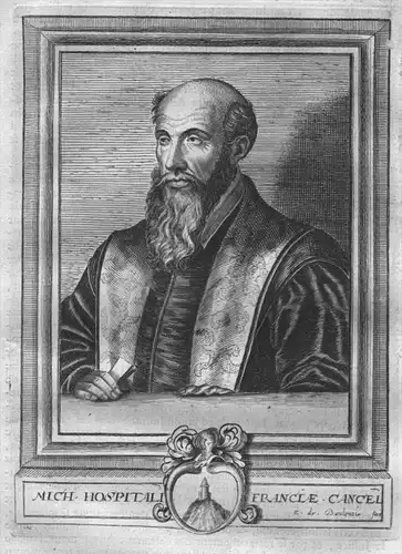 Michel de l'Hospital (1505-1573) Jurist Portrait  gravure