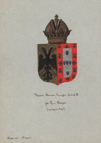 Kaiserin Eleonora Frau Friedrich III Genealogie genealogy Aquarell