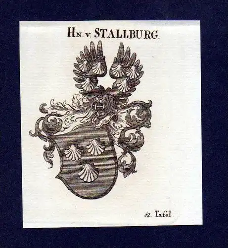 Herren von Stallburg Original Kupferstich Wappen engraving Heraldik crest