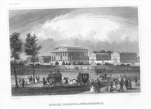 Philadelphia Girard-College Pennsylvania engraving Original