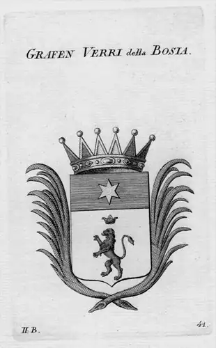 Verri della Bosia Wappen Adel coat of arms heraldry Heraldik Kupferstich