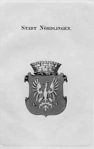 Stadt Nördlingen Wappen Adel coat of arms heraldry Heraldik Kupferstich