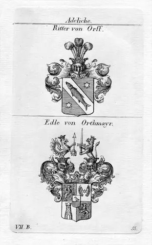 Orff Orthmayr Wappen coat of arms Heraldik heraldry Kupferstich