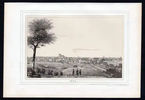 Bad Sülze Sülz - Mecklenburg Lithographie Ansicht.