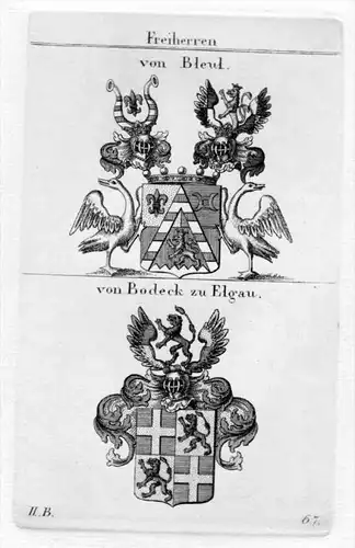von Bleul Bodeck Elgau Wappen coat of arms heraldry Heraldik Kupferstich