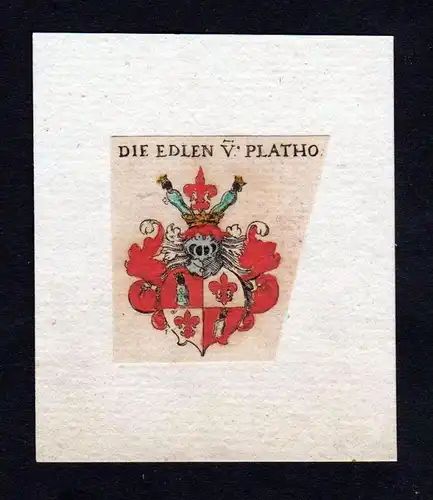 h. von Platho Plato Wappen Adel coat of arms heralrdy Heraldik Kupferstich