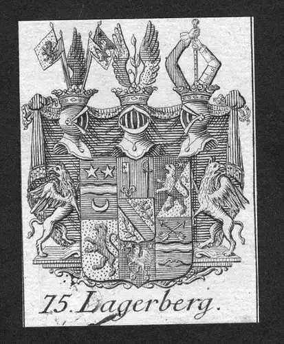 - Lagerberg Wappen vapen coat of arms Genealogie Heraldik Kupferstich