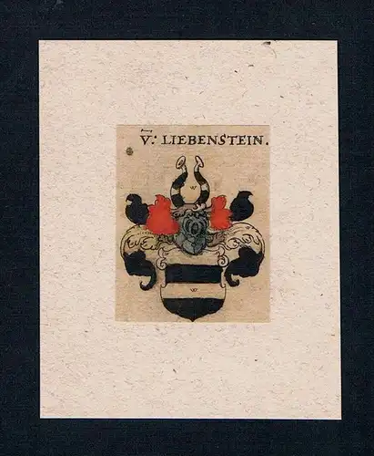 . - von Liebenstein Wappen Adel coat of arms heraldry Heraldik Kupferstich