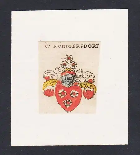 . Rudigersdorf Rüdigersdorf Wappen coat of arms heraldry Heraldik Kupfer