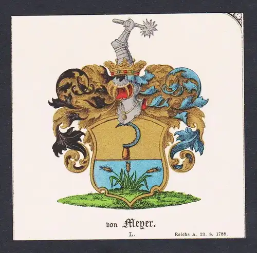 . von Meyer Wappen Heraldik coat of arms heraldry Lithographie