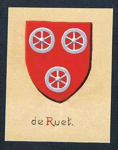 19. / 20. Jh. - de Ruet Blason Aquarelle Wappen coat of arms Heraldik