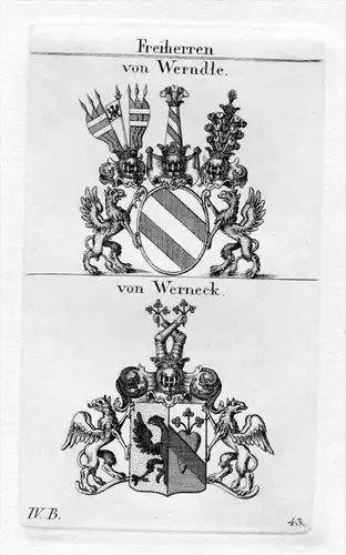 Werndle Werneck - Wappen Adel coat of arms heraldry Heraldik Kupferstich